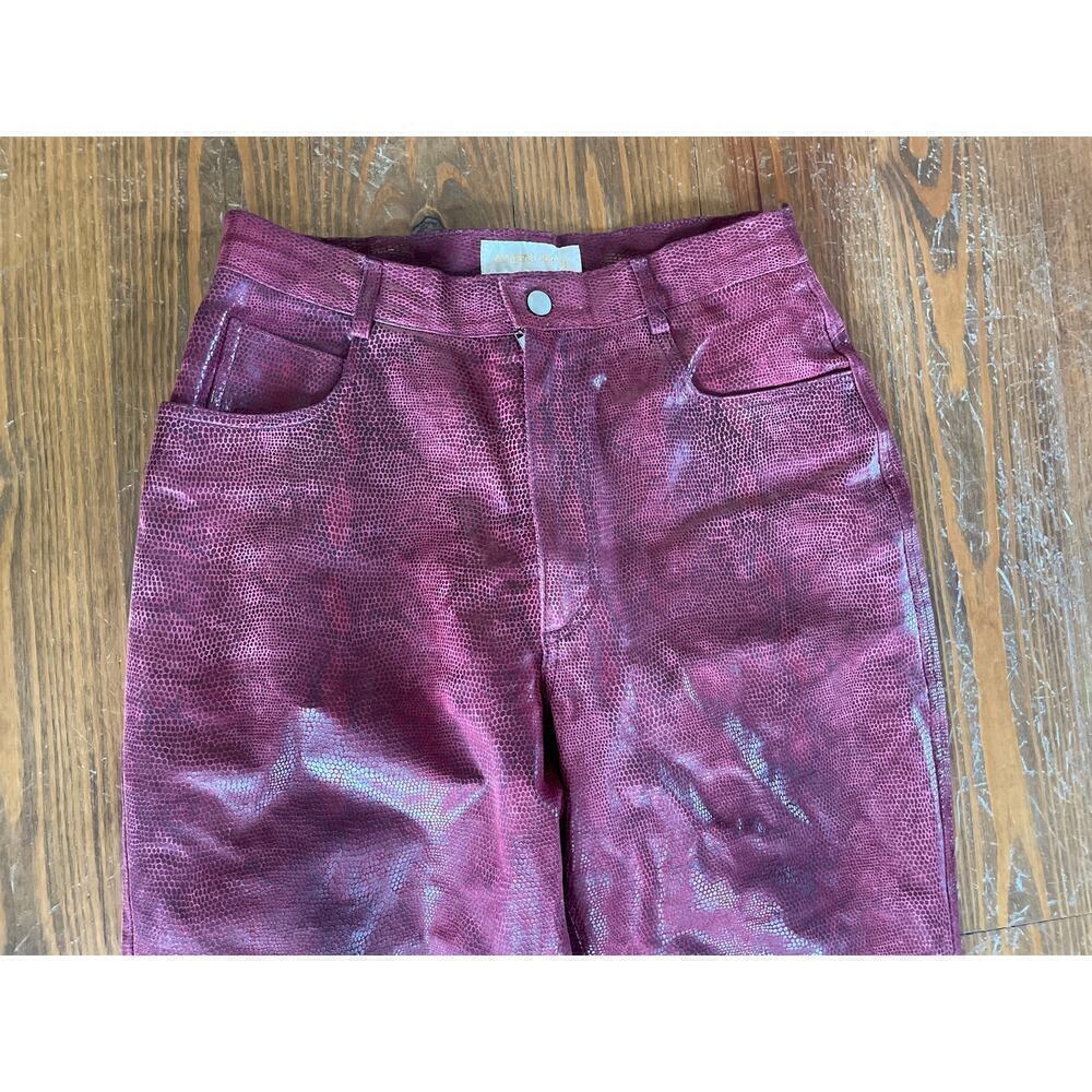 Vintage Margaret Godfrey High Rise Burgundy/Red 100% Leather Suede Pants, sz 12